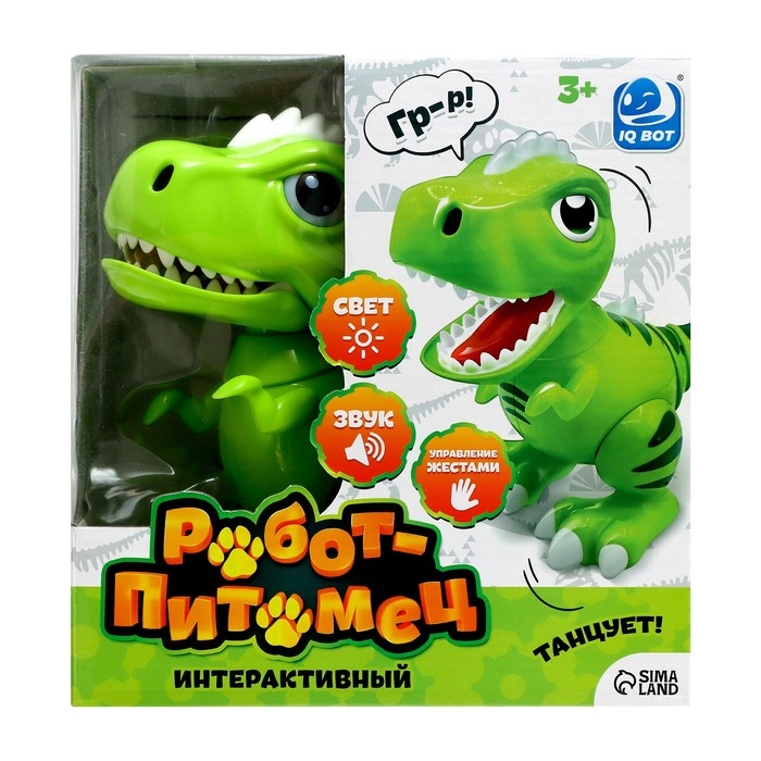 Робот динозавр «Питомец» IQ BOT, интерактивный: сенсорный, звук, свет, на батарейках Робот динозавр «Питомец» IQ BOT, интерактивный: сенсорный, звук, свет, на батарейках