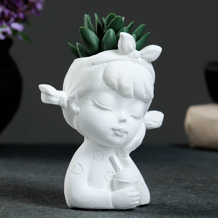 Кашпо - органайзер  Кашпо - органайзер "Спящая девочка" белая, 7,5х12,510,5см