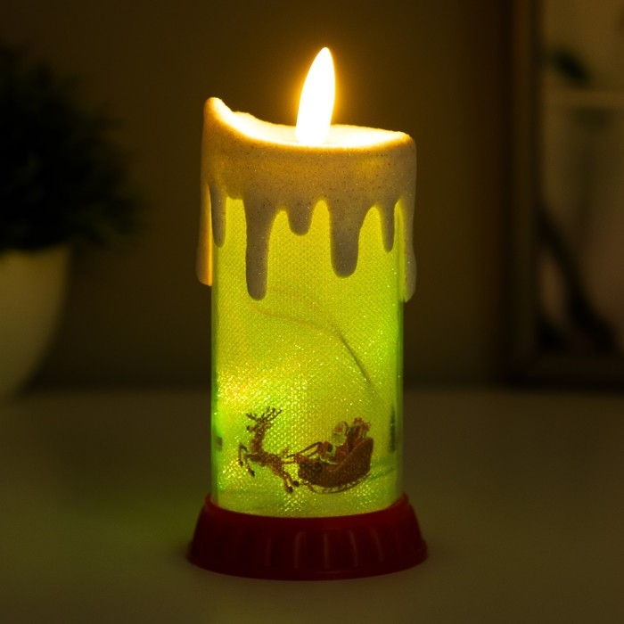 Ночник Ночник " Морозная свеча" LED RGB от батареек LR44 6х6х10 см RISALUX