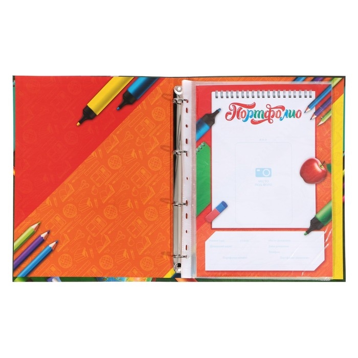 Папка школьная на кольцах «Портфолио школьника», 6 листов-разделителей, 24,5 х 32 см. Папка школьная на кольцах «Портфолио школьника», 6 листов-разделителей, 24,5 х 32 см.