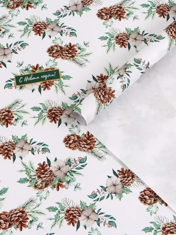 Бумага упаковочная крафт &laquo;Шишки&raquo;, 1 лист, 70&times;100 см