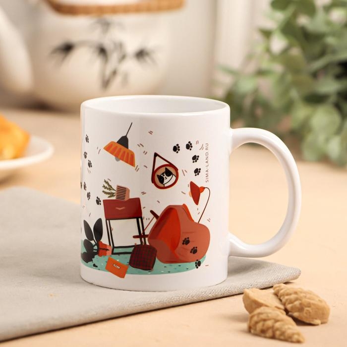 Кружка сублимация Кружка сублимация "Суету навести охота" кот, 320 мл, с нанесением