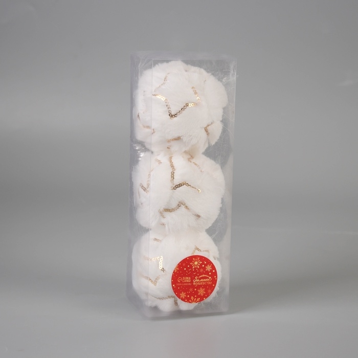 Набор шаров пластик d-8 см, 3 шт Набор шаров пластик d-8 см, 3 шт "Нежность" звезда, белый