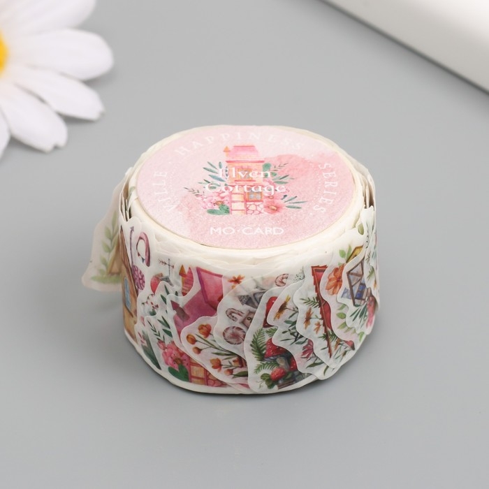 Наклейка бумага Наклейка бумага "Сказочные домики" 1,2 - 2,5 см 100 шт в рулоне 11х8 см