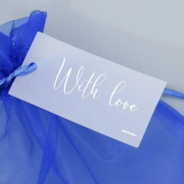 Мешочек подарочный органза синий «С любовью», с шильдиком, 16 х 24 см +/- 1.5 см Мешочек подарочный органза синий «С любовью», с шильдиком, 16 х 24 см +/- 1.5 см