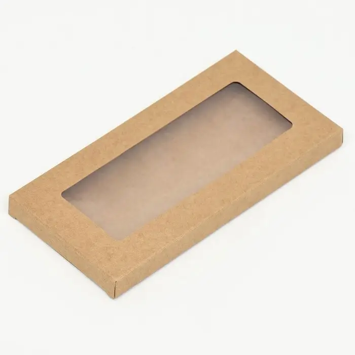 Коробка под плитку шоколада, крафт, с окном, 18×9×1.4 см Коробка под плитку шоколада, крафт, с окном, 18×9×1.4 см