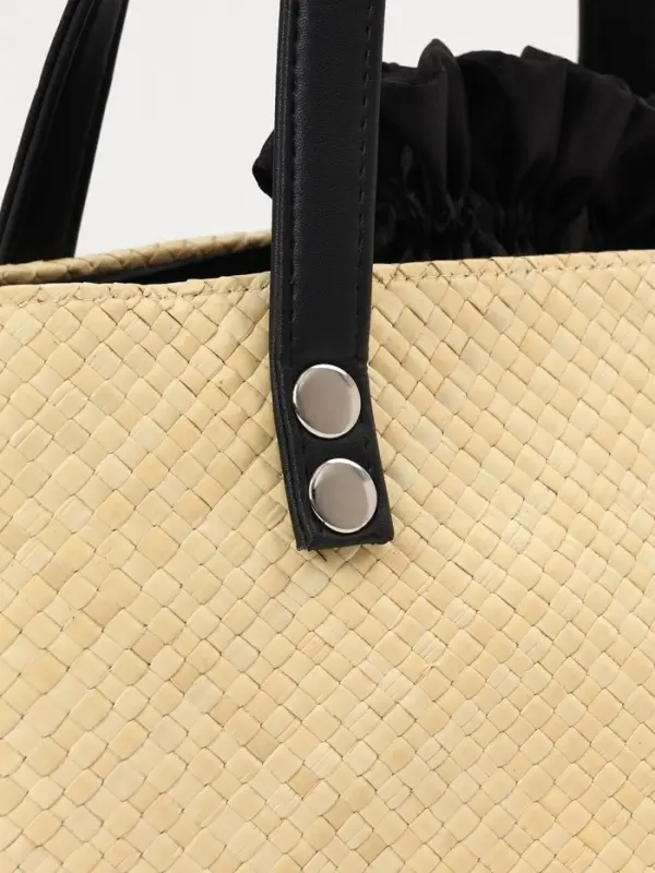 Сумка плетёная из пандана, 29&times;17&times;42 см, бежево-чёрная