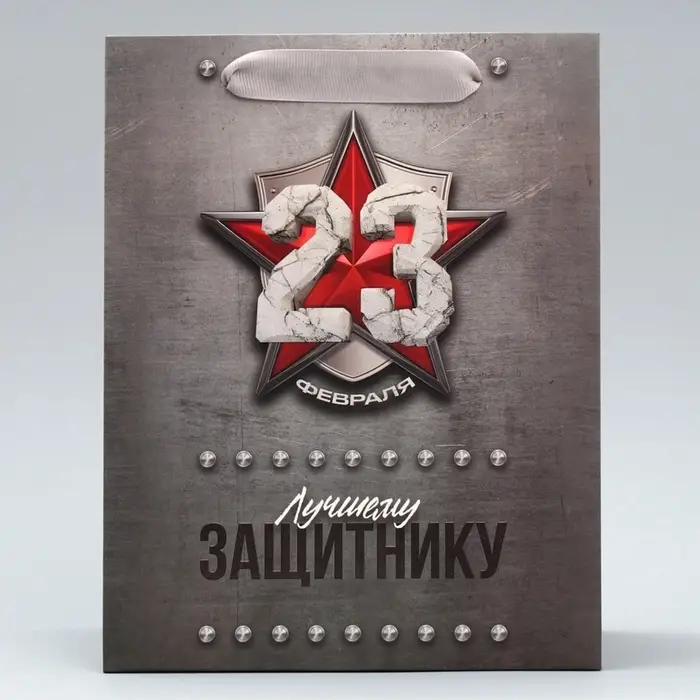 Пакет подарочный ламинированный, упаковка, &laquo;С 23 февраля&raquo;, ML 23&times;27&times;11.5 см