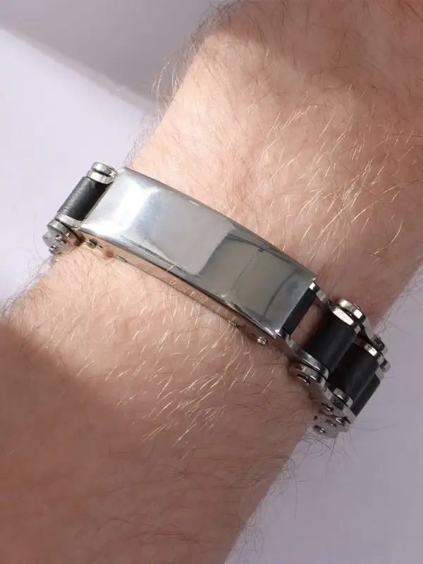 Браслет мужской &laquo;Стальной. Рельсы&raquo;, L=20.5 см, цвет серебро, чёрный