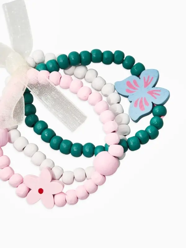 Набор детских браслетов 3шт. &laquo;Выбражулька&raquo; с бантом, бабочка, d=6 см, розово-зеленый