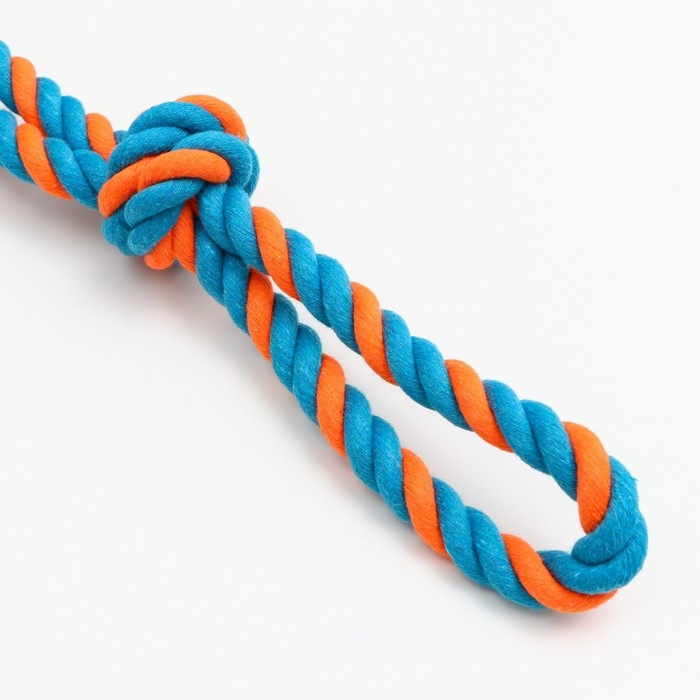 Игрушка-дразнилка канатная для собак, двойная, до 50 см, до 140 г, голубая/оранжевая Игрушка-дразнилка канатная для собак, двойная, до 50 см, до 140 г, голубая/оранжевая