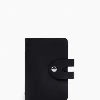 Визитница на кнопке, 24 карты, однотонная, чёрная