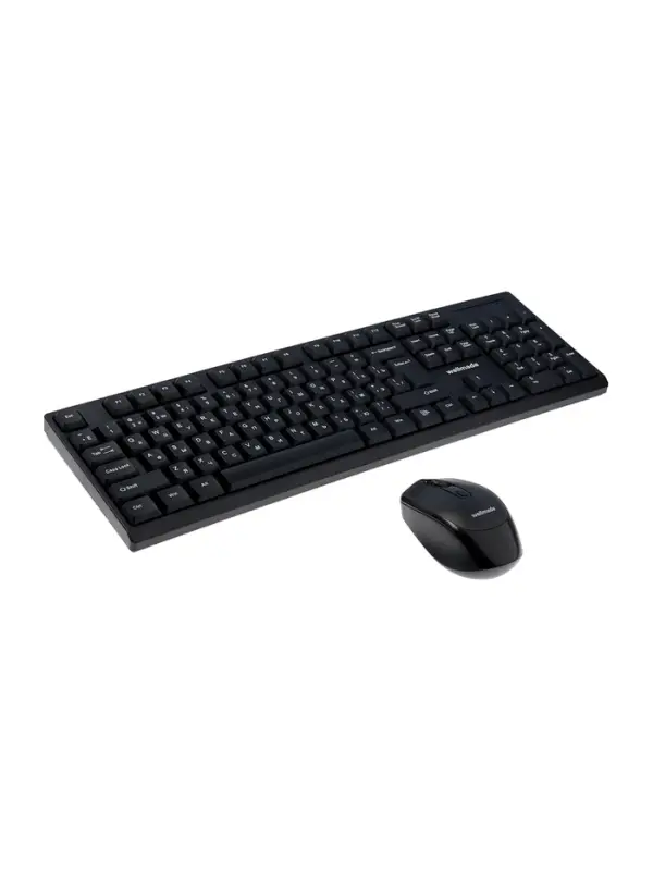 Комплект клавиатура и мышь WELLMADE KM02, беспроводной, 1200 dpi, 300 мАч, АА 1, чёрный