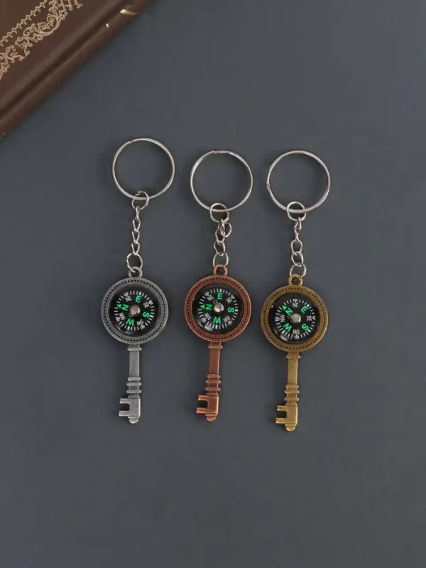 Брелок для ключей на кольце &laquo;Ключик с компасом&raquo;, металл, 2.5&times;0.5&times;5.8 см, МИКС