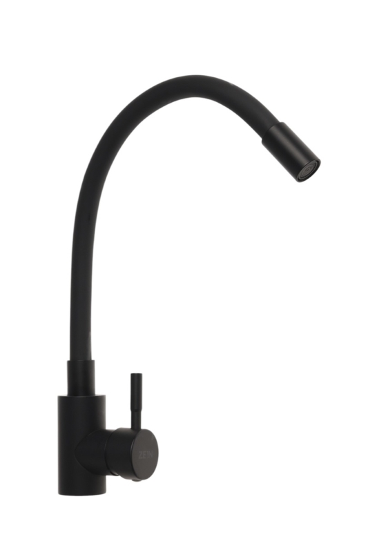Смеситель для кухни ZEIN Z2754, гибкий силикон излив, картридж 35 мм, нерж. сталь, черный Смеситель для кухни ZEIN Z2754, гибкий силикон излив, картридж 35 мм, нерж. сталь, черный
