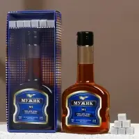 Подарочный набор косметики «Мужик», гель для душа во флаконе коньяка 250 мл и мыло для рук, HARD LINE