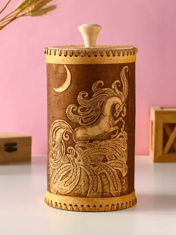 Туес большой Туес большой "Конек-Горбунок", D13 смхH(с хватком)27,5 см, береста