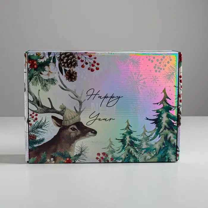 Коробка подарочная новогодняя складная «Happy New Year», 30,5 х 22 х 9,5 см, Новый год Коробка подарочная новогодняя складная «Happy New Year», 30,5 х 22 х 9,5 см, Новый год