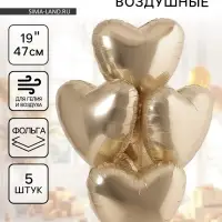 Воздушные шары фольгированные 19" &laquo;Шампань&raquo;, 5 шт.