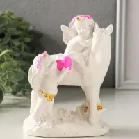 Фигурка гипс &laquo;Ангелочки на коне&raquo;, 13&times;10&times;7 см, белый с росписью