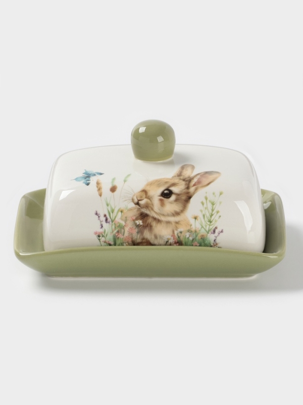 Масленка Доляна Масленка Доляна "Зайка" цвет белый 17х12х8,5 см