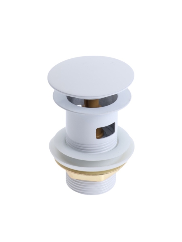 Донный клапан ZEIN engr, большая кнопка, с переливом, нержавеющая сталь, белый Донный клапан ZEIN engr, большая кнопка, с переливом, нержавеющая сталь, белый