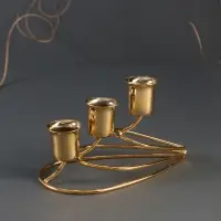 Металлический подсвечник на 3 свечи &laquo;Капли&raquo;, золото, 14&times;8&times;8 см