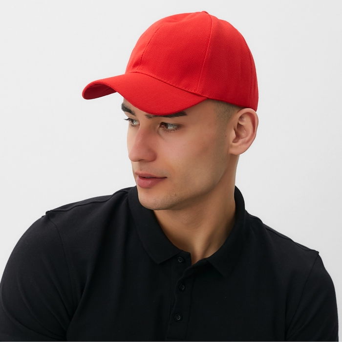 Бейсболка мужская однотонная MINAKU, размер 58, цвет красный Бейсболка мужская однотонная MINAKU, размер 58, цвет красный