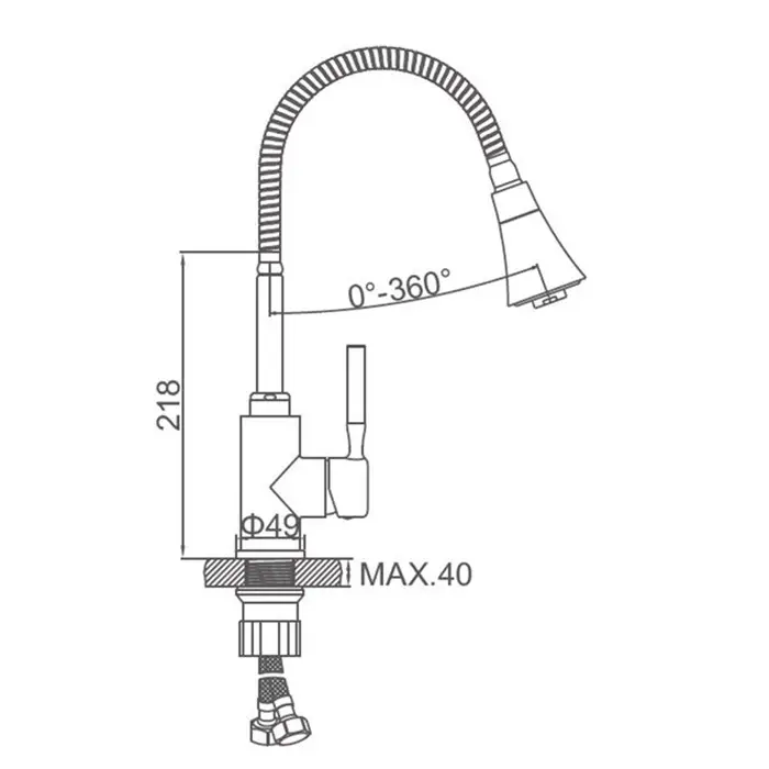 Смеситель для кухни Accoona A4890-4, однорычажный, гибкий излив, с гайкой, 2 режима, хром Смеситель для кухни Accoona A4890-4, однорычажный, гибкий излив, с гайкой, 2 режима, хром