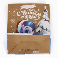 Пакет крафтовый подарочный &laquo;Конь&raquo;, ML 23&times;27&times;11.5 см