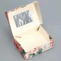 Кондитерская упаковка, коробка с ламинацией &laquo;Цветочный&raquo;, 10&times;8&times;3.5 см