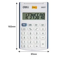 Калькулятор карманный Deli E39217, 8-р, батар., 102x61мм, синий
