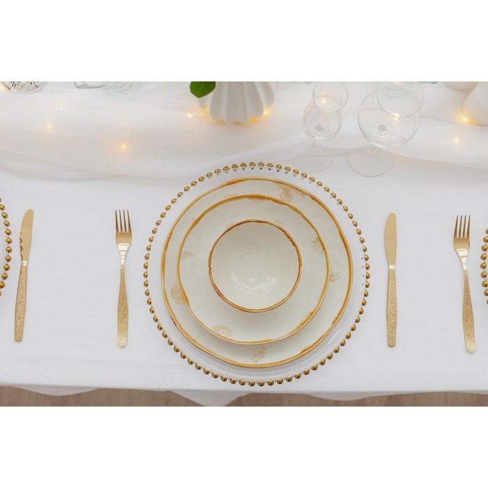 Тарелка фарфоровая Доляна Organic Gold, d=27,5 см, цвет белый Тарелка фарфоровая Доляна Organic Gold, d=27,5 см, цвет белый