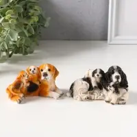 Сувенир полистоун "Собаки с щенками" набор 2 шт 5,5х9,5х5,5 см