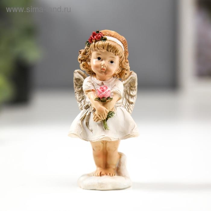 Сувенир полистоун Сувенир полистоун "Ангелочек-девочка с пухлыми щечками с книгой/розой" МИКС 9х3,5х3,5 см