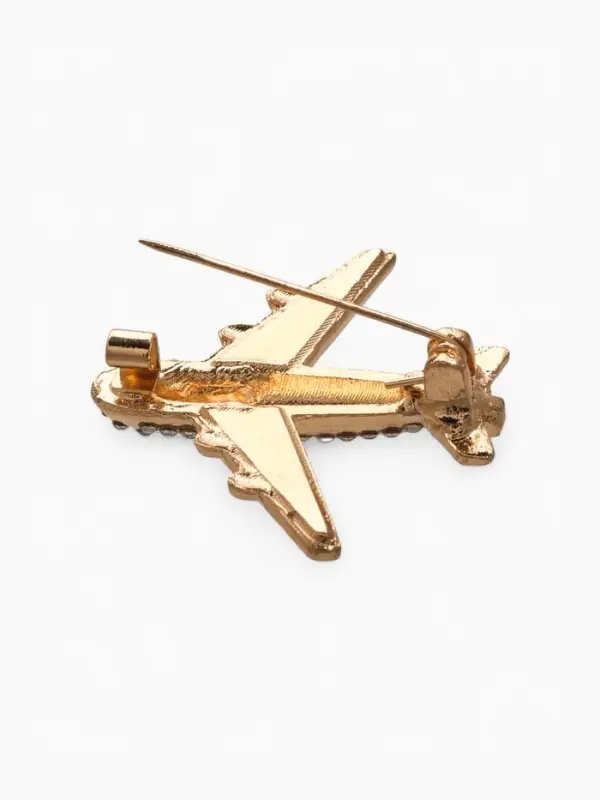 Брошь &laquo;Самолёт&raquo;, белая в золоте