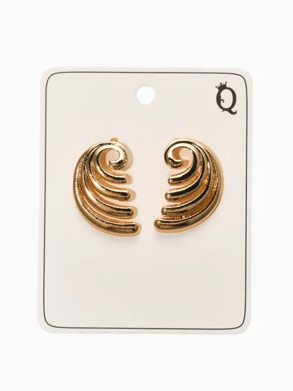 Серьги металл &laquo;Волна&raquo;, цвет золото