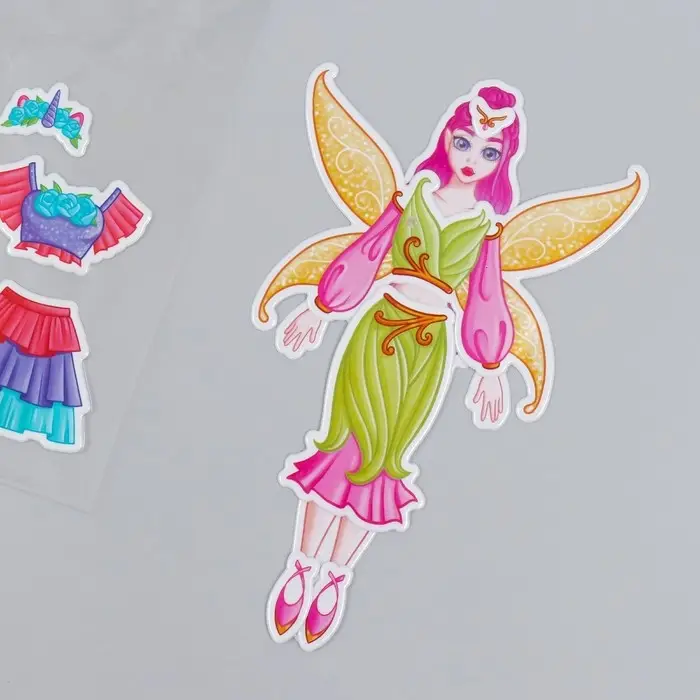 Наклейка-игра «Одень куклу. Эльф и единорог», для скрапбукинга, творчества, пластик, 15×20 см