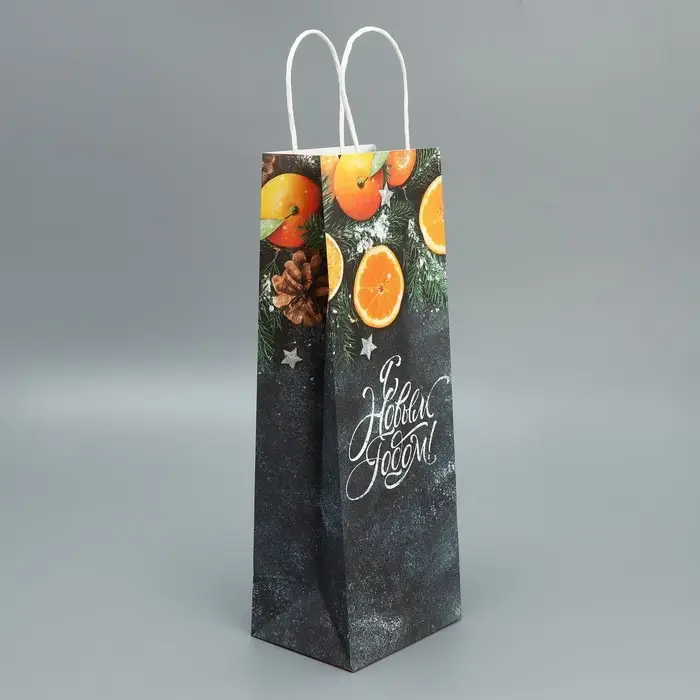 Пакет под бутылку «Мандарины», 13 x 36 x 10 см Пакет под бутылку «Мандарины», 13 x 36 x 10 см