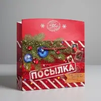 Пакет‒коробка подарочный &laquo;Новогодняя посылка&raquo;, 28&times;20&times;13 см