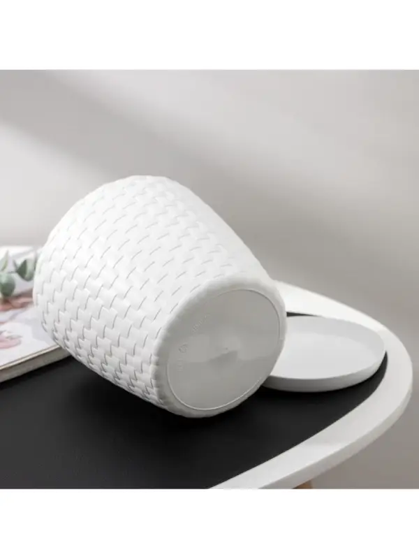 Горшок для цветов с поддоном &laquo;Ротанг&raquo;, 2 л, d=15 см, h=14 см, пластиковый, белый