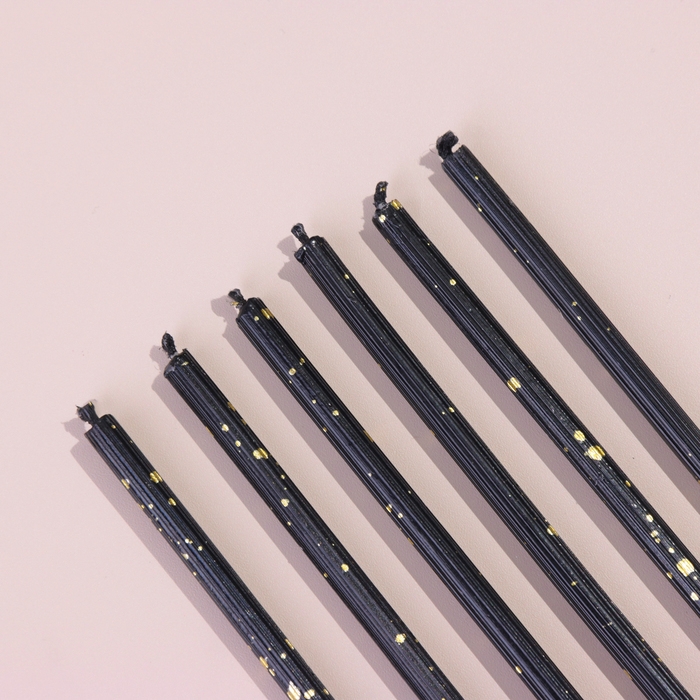 Набор свечей в торт, 6 штук Набор свечей в торт, 6 штук "Исполнение желаний", 16,5 см, чёрный с золотом