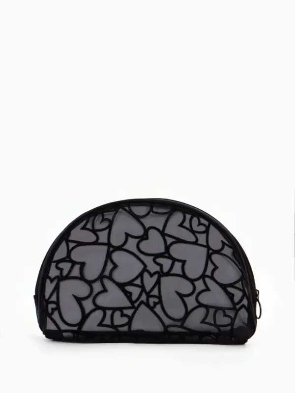 Косметичка дор Сердца 22*4*15, отд на молнии,  черный