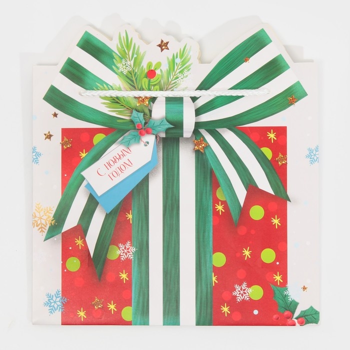 Пакет подарочный новогодний &laquo;Подарок&raquo;, 25 х 26 х 10 см, Новый год