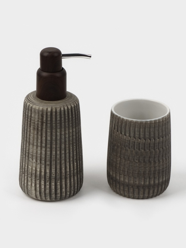Набор для ванной Набор для ванной "Wood" 2 предмета (дозатор для мыла. стакан)