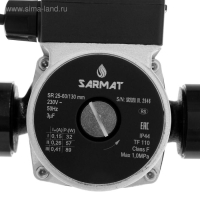 Насос циркуляционный SARMAT SR 25-60/130, 32/57/89 Вт, напор 6 м, кабель 1.2 м