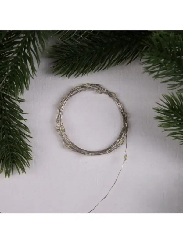 Гирлянда &laquo;Нить&raquo; 2 м роса, IP20, серебристая нить, 20 LED, 3 режима, батарейки AG13&times;3 (в комплекте), свечение белое