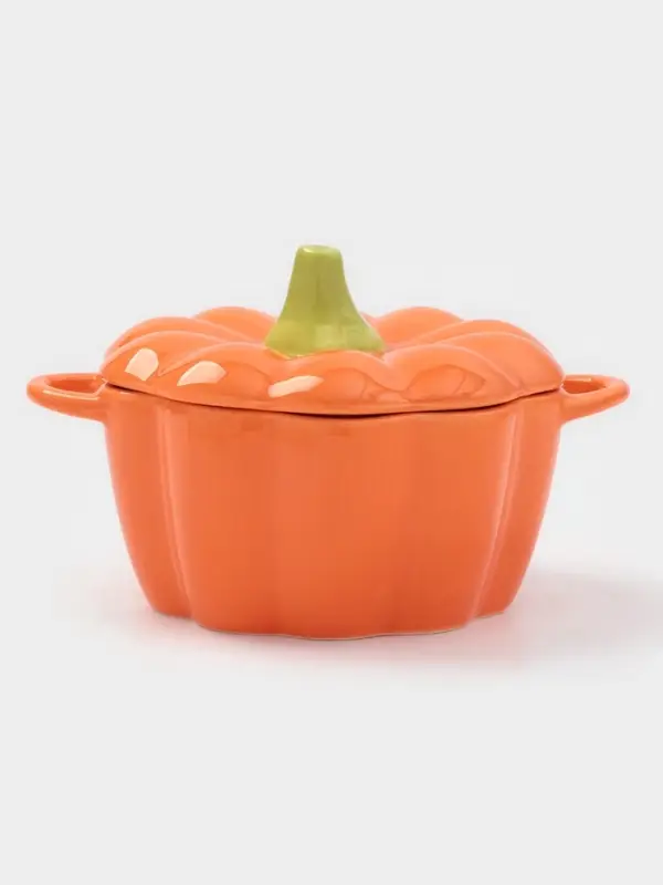 Горшочек для запекания &laquo;Тыква&raquo;, 500 мл, 18.5&times;14&times;11 см, посуда для Хэллоуина, жаропрочная керамика, оранжевый