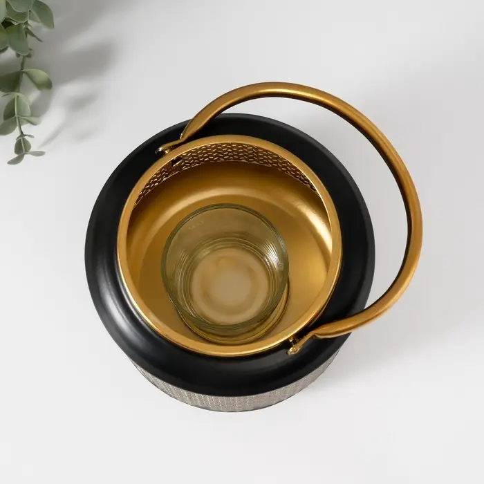 Металлический подсвечник-фонарь на 1 свечу &laquo;Зерно&raquo;, d=5 см, 15&times;15&times;17.5 см