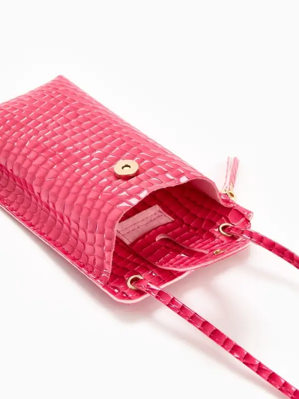 Сумка на магните, с длинным ремнём, однотонная, 10&times;2.5&times;20 см, розовая